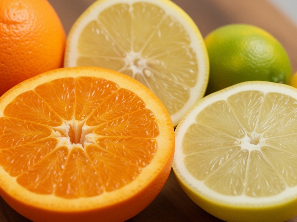 Zbliżenie na świeże owoce cytrusowe w przekroju — pomarańcze, cytryny i limonki — bogate w naturalne składniki odżywcze
